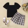 thumbnail image 2 of Siilsaa Baby Girl Shorts Set Girl's 2 Piece Outfits Short Sleeve T Shirt and Floral Flare Bell Bottom Pants Sets Black,90, 2 of 6
