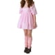 thumbnail image 3 of VISgogo Vestido corto femenino, cuello cuadrado de color sólido, manga corta abullonada, corte bajo, de una pieza para verano, rosa/amarillo, S/M/L/XL/XXL VISgogo  moda, 3 of 9
