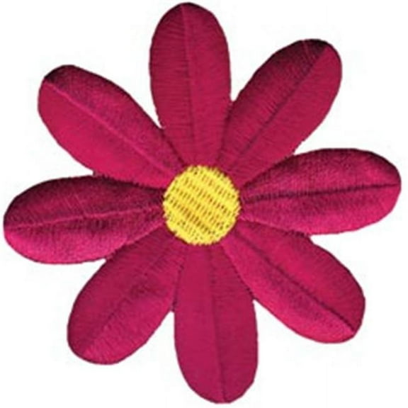 Wrights Iron-On Applique-Fuchsia Retro Flower