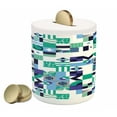thumbnail image 1 of Mid Century Piggy Bank, Geometric Modern Art Design in the Sixties Pop Art Shapes Pattern, Ceramic Coin Bank Money Box for Cash Saving, 3.6" X 3.2", Sea Green Blue Black, by Ambesonne, 1 of 4