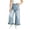 Light Blue, variant on Lmnyox Wide Leg Jeans for Girls Baggy Cute Elastic Waist Denim Pants Teen Fashion Ruffle Jeans with Pockets