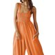 thumbnail image 2 of Mono largo de verano para mujer de VISgogo, mono holgado con tirantes anchos en el pecho liso fruncido, mono informal con pantalones largos de pierna ancha para mujer VISgogo moda, 2 of 9