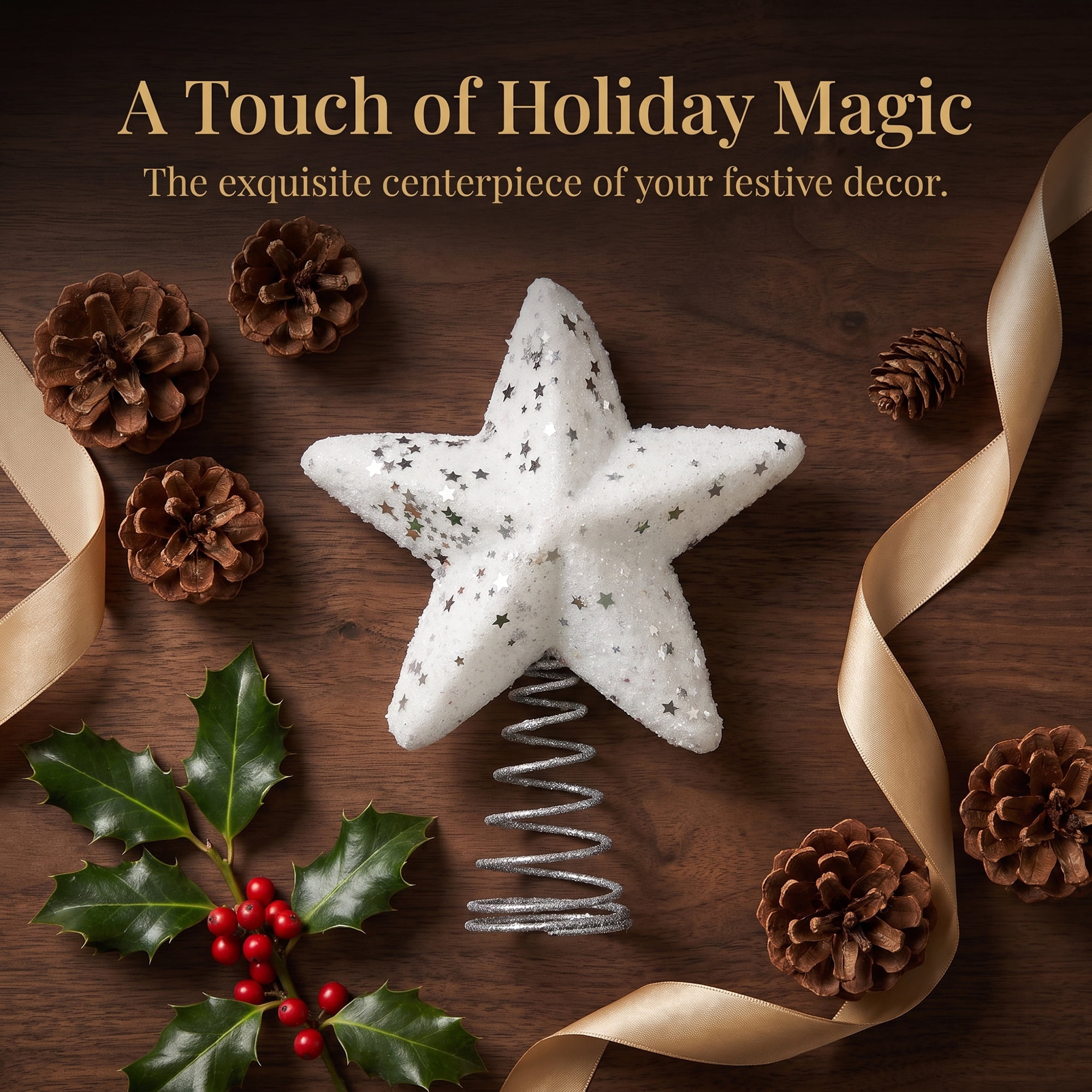 Unique Bargains Openwork Skeletal Starburst Tree Finial with Adjustable Base White 7.1"
