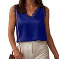 thumbnail image 2 of GUOBIOZIY Sexy Summer Lace Trim Sleeveless Cami V Neck Tank Tops Dressy Spring Summer Fashion Elegant Camisole (Dark Blue,XL), 2 of 5