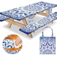 thumbnail image 1 of Funda de mesa de pícnic MemKiya, impermeable, 183 x 76 cm, con fundas para bancos, 1 of 6