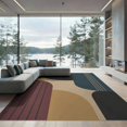 thumbnail image 2 of ODIKA 8'x10' Multicolor Geometric Abstract Elegance Washable Area Rug Contemporary Artistic Expression with Bold Shapes for King Size Bedroom Under Bed, Master Suite, Non-Shedding, Easy Care, 2 of 6