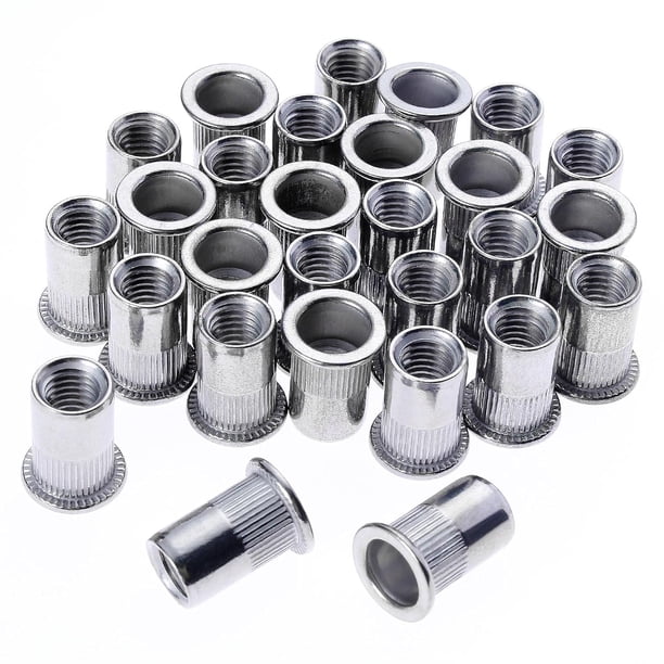 Tuercas remachables de acero inoxidable, cabeza plana con inserto roscado, surtido