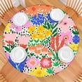 thumbnail image 2 of Pioneer Flower Floral Print Pattern Round Fitted Tablecloth with Elastic Edge,Dining Table Cover Waterproof,Outdoor Round Tablecloth for Camping,Dining,Indoor and Outdoor, 2 of 7