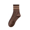 thumbnail image 2 of Xijirk Womens Striped Cuff Mid Calf Socks for Four Season Daily Sports Casual Outfits Soft Rib Knit Trendy Hosiery,Coffee,A, 2 of 3