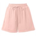 thumbnail image 5 of HKYNLAG Linen Shorts for Women Summer Drawstring Elastic Waist Shorts Dressy Casual with Pockets Boho Beach Shorts 2026 Pink 2XL, 5 of 5