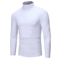 thumbnail image 5 of NIBOLOG T-shirt Solid Color Long Sleeve Cotton Men Turtleneck Slim Basic Top for Spring, 5 of 8