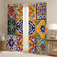 thumbnail image 2 of Erosebridal Vintage Floral Blackout Curtains Set of 2 (52x84 Each) for Girls Women, Mandala Checkered Window Curtains, 2 of 6