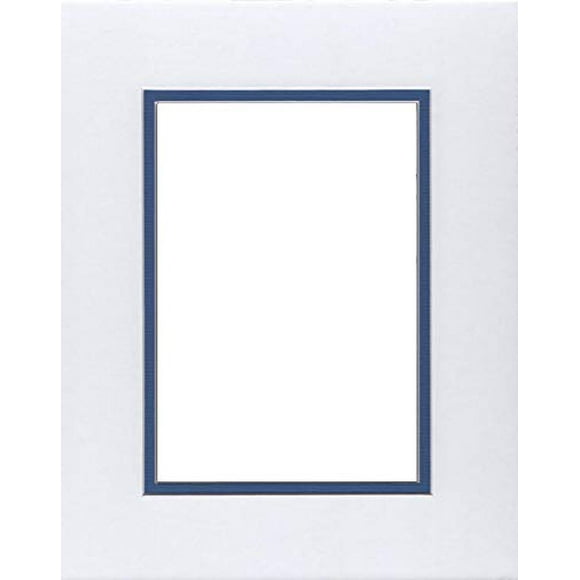 22x28 Double Acid Free White Core Picture Mats Cut for 18x24 Pictures in White and Royal Blue