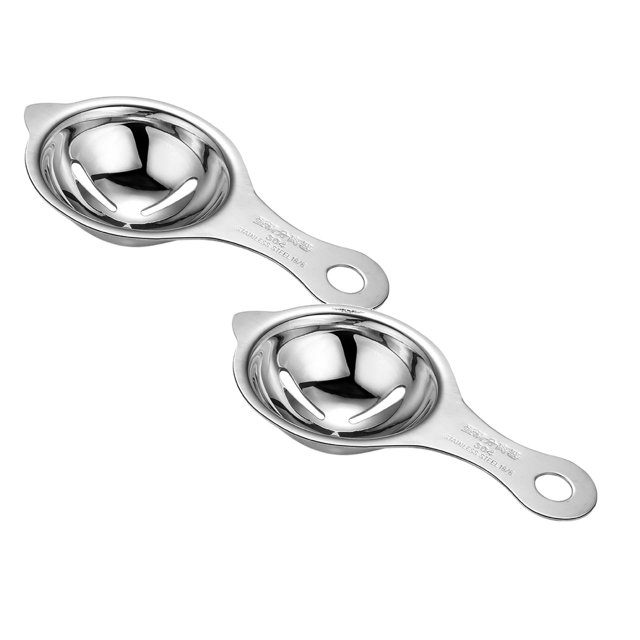 Oleegame 2PC Stainless Steel Egg Seperator Divider Egg White Yolk Sifting Filter Holder Tools Kitchen Accessory Silver