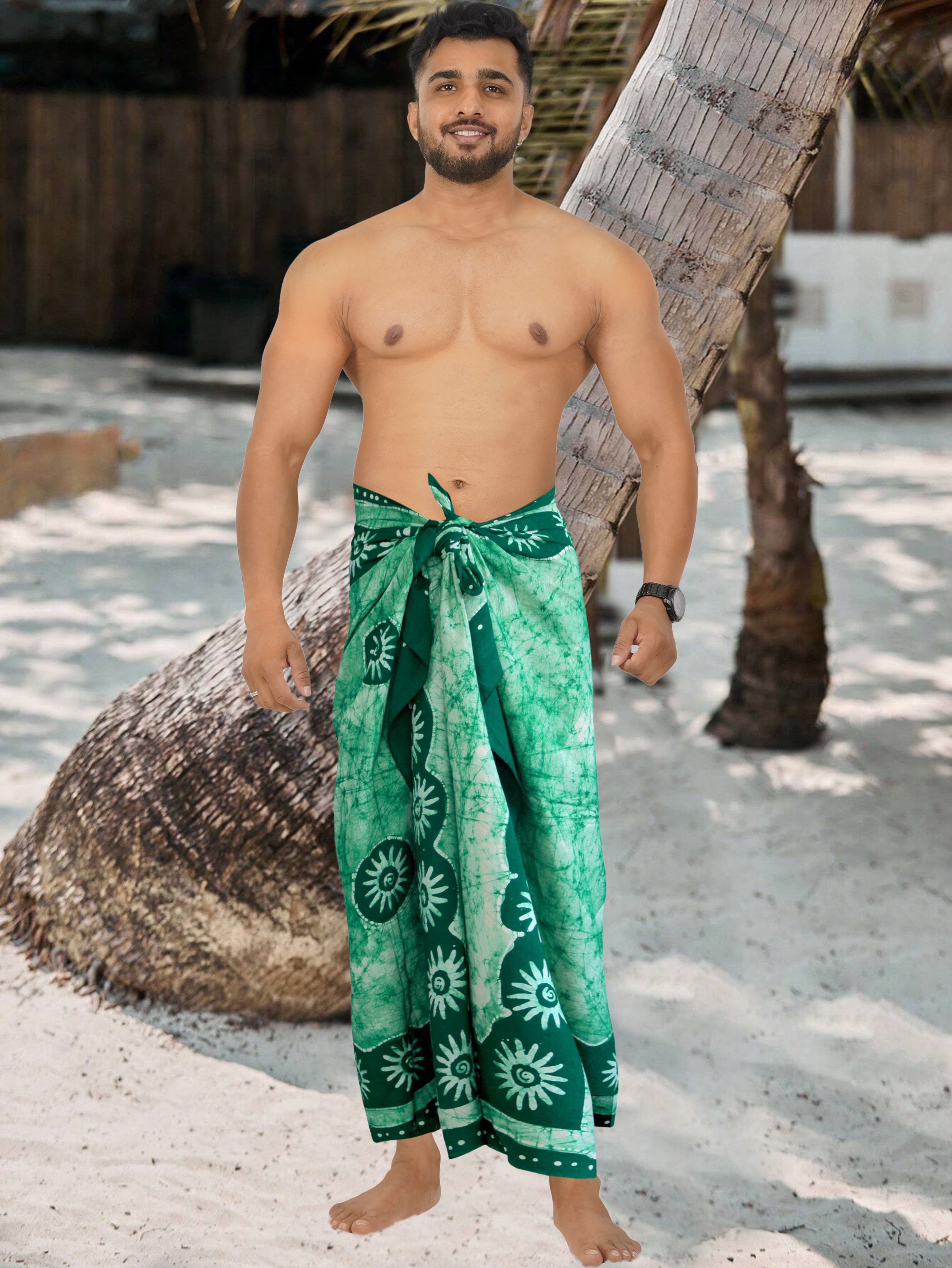 HAPPY BAY Men's Pareo Standard Swimsuits Sarong Full Beach Wrap One Size  Magenta-V29