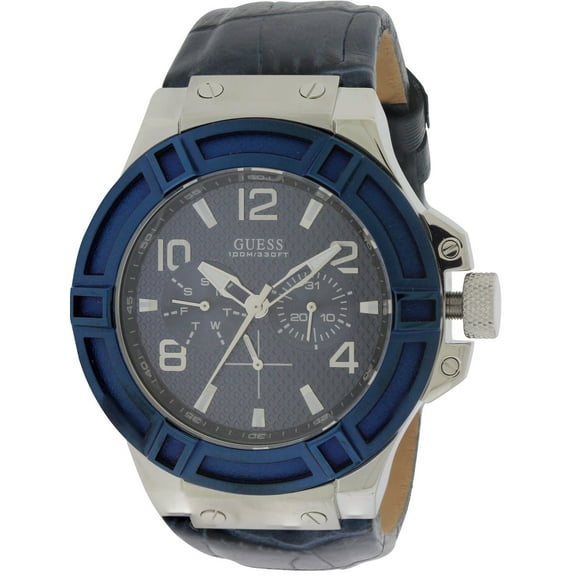 Guess Men's Rigor Leather Watch W0040G7