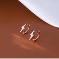 thumbnail image 3 of Solid 925 Sterling Silver Lightning Bolt Hoop Earrings for Women Teens Lightning Hoop Earrings Cartilage Huggie Earrings, 3 of 11