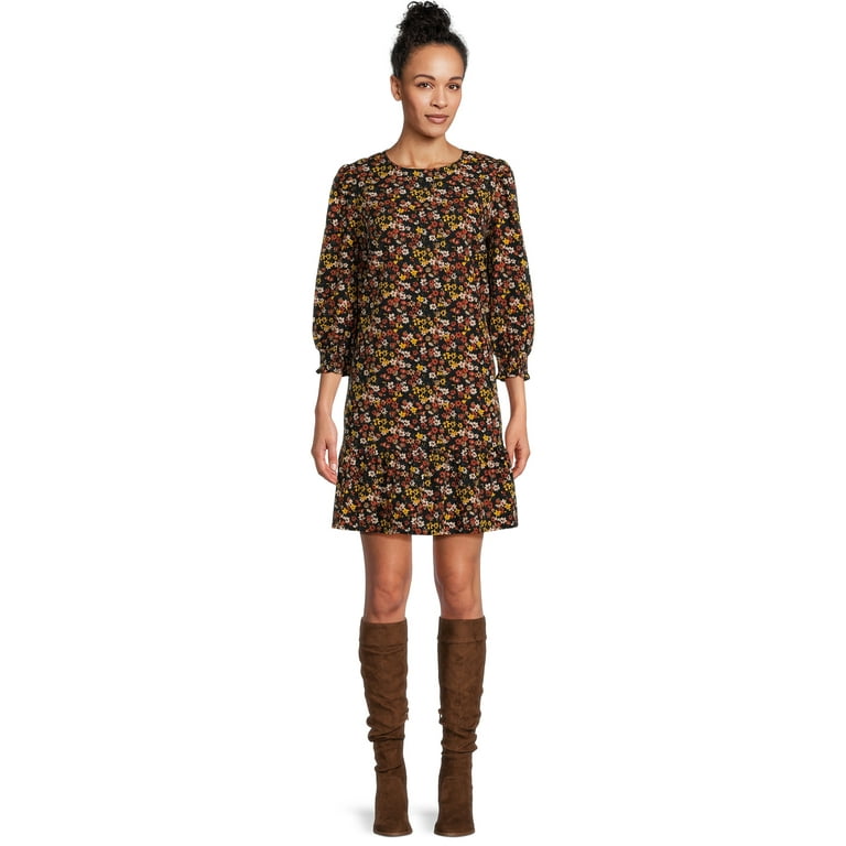 3/4 Sleeve Print Mini Round Neck Bandage Floral Dresses 3/4 Sleeve Print Mini Round Neck Bandage Floral Dresses