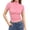 Pink, variant on Women's Plus Size Solid Color Mock Neck Short Sleeve Slim Fit T Shirt, Breathable Stretchy Basic Tee for Summer Daily Layering, Soft and Comfortable Base Top Beige L