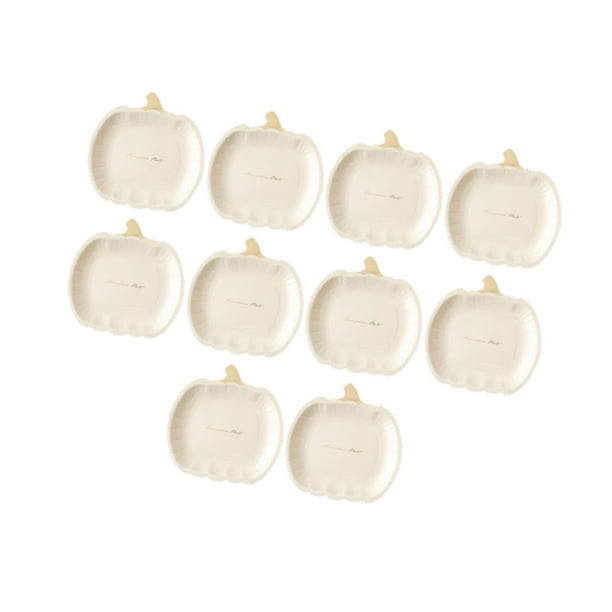 10 Platos De Papel Con Forma De Calabaza De Halloween Para Decoración De Cocina, Fiesta De Halloween, Boda, 7 Pulgadas, Color Beige 7 pulgadas beige