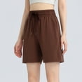 thumbnail image 6 of vigerkar Women's Bermuda Shorts Casual Summer Wide Leg Knee Length Casual Shorts Loose Drawstring Waist Sports Short with Pockets Brown, M, 6 of 8