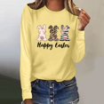 thumbnail image 2 of Easter Graphic Tee for Women Casual Long Sleeve T Shirt Holiday Print Lightweight Top Yellow S, 2 of 5