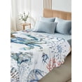 thumbnail image 4 of Full Size Flat Sheet Only, Ocean Crab Soft Brushed Microfiber Bed Sheets, Summer Coastal Coral Flower Shells Hotel Quality Breathable Bedding Top Sheet, Easy Care, 81"x96", 4 of 9