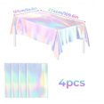 thumbnail image 3 of NiHome Iridescence Tablecover Disposable Plastic 54"x108" Blue Holographic Tablecloth, 3 of 7