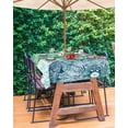 thumbnail image 3 of Hokiten Outdoor Tablecloths with Umbrella Hole & Zipper, Green Floral Circle Tablecloth Rectangle 60x84 Inch, Watercolor Abstract Art Waterproof Table Cloth, Patio/Pool/Picnic Table Covers, 3 of 7