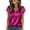 Hot Pink #025, variant on Satin Shirts for Women Cap Short Sleeve Blouse Tops V Neck Shirts Business Casual Tshirts Navy L