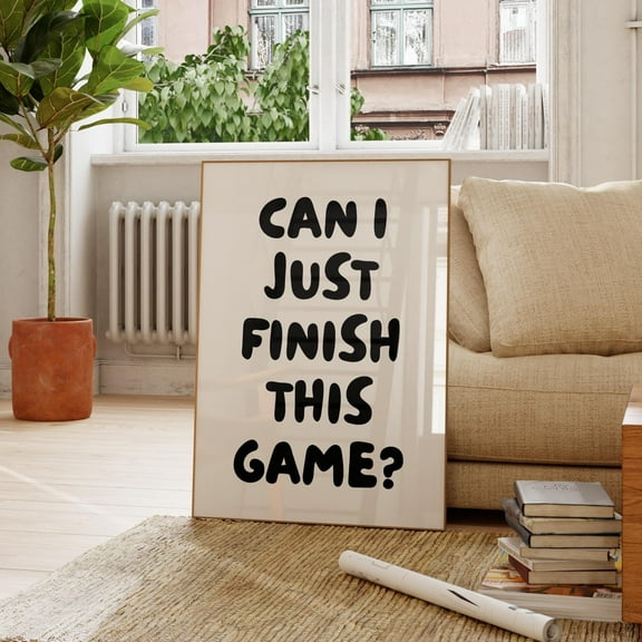 YaHaku Gaming Room Wall Art, Boys Room Wall Decor, Can I Just Finish This Game Quote Poster , Gift For Gamer, Game Room Poster