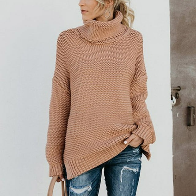 Women's Casualsolid Color Casual Thick Line Long Sleeve Turtleneck Sweater