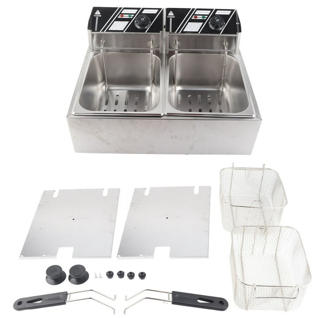 Dual Tank Frying Machine,Electric Deep Fryer Stainless Restaurant Frying Machine Countertop Electric Fryer Dependable Performance