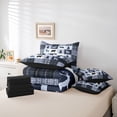 thumbnail image 5 of Feelyou Farmhouse Moose Bear Bedding Comforter Set 7pcs, Retro Blue Stripes Buffalo King Bedding Sets, Rustic Tree Botanical Reversible Bed Sheets, Luxury Bedroom Decor, 5 of 7