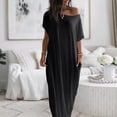 thumbnail image 5 of Delconic Women’s Loose Fit Maxi Dress Off Shoulder Short Sleeve Casual Long Dress Soft Lightweight Fabric for Everyday Wear Black L, 5 of 5