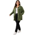 thumbnail image 3 of DARING DIVA Plus Size Corduroy Shirts Button Down Shackets Jacket 1X Green, 3 of 6