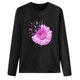thumbnail image 3 of Camiseta de manga larga con cuello redondo suelta para mujer con estampado de cáncer de mama Pompotops  gfhjh1529, 3 of 3