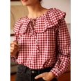 thumbnail image 2 of Blusa De Mujer Con Volantes Y Estampado Cuadros Rojo Y Blanco, 2 of 11