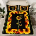 thumbnail image 2 of Manfei Vibrant Rustic Sunflower Queen Sheet Sets for Teens, Autumn Happy Harvest Flat Sheet, Black Orange Queen Fitted Sheet, Lightweight Room Decor, 4pcs, 2 of 7