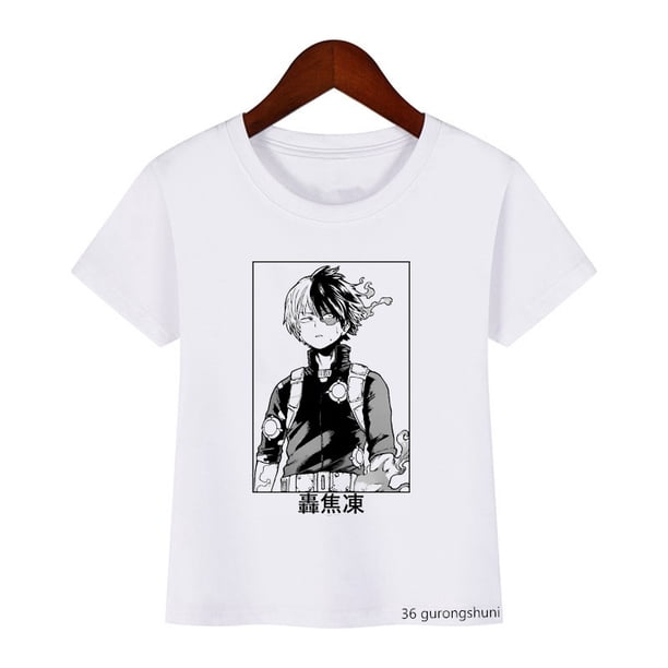 Divertido My Hero Academia Anime Japonés Impresión De Dibujos Animados Niños Camiseta Lindo Niño Tops Verano Harajuku Blanco Niñas Streetwear drop Envío