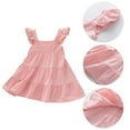 thumbnail image 3 of BULLPIANO Toddler Girl Dress Kids Summer Beach Solid Color Dresses Flutter Sleeve Loose Fit Sundress Outfit, 3 of 8