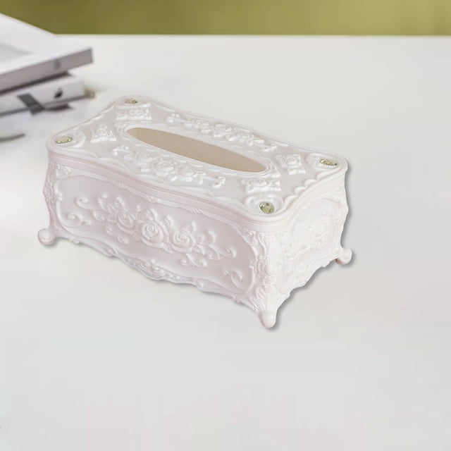 Caja de pañuelos con tapa, soporte para pañuelos de escritorio, almacenamiento de toallas de papel, regalos, dispensador de servilletas multiusos para Blanco