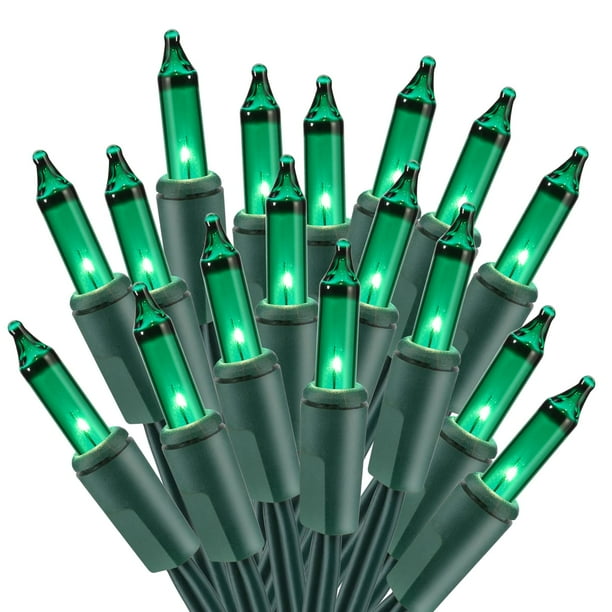 Luces de Navidad ODEETRONIC, color verde, 6,6 m, 100 incandescentes, 120 V
