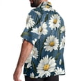 thumbnail image 3 of Daisy Men's Short Sleeve Poplin Shirt with Spread Collar Tops, Casual Printed Button Down, Summer Beach Shirt for Men - Unisex, Stylish Men's Shirts, 3 of 6