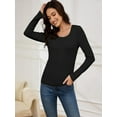 thumbnail image 3 of Womens Long Sleeve T Shirt Scoop Neck Shirts Skinny Fitted Casual Basic Tops, 3 of 5