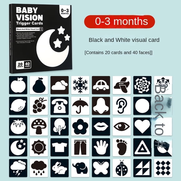DEBGFS Black and White Card Baby Early Education Black and Red Card 0-3 One 1-6 Baby Chasing Visual Stimulation Card Educational Toys,a