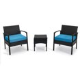 thumbnail image 1 of JYED DECOR 3pc Wicker Outdoor Patio Bistro Conversation Furniture Set, Blue, 1 of 7