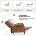 thumbnail image 4 of Luxury Genuine Leather Wingback Power Recliner Chair with USB, Nailhead Trim and Solid Wood Legs Camel, 4 of 9