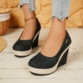 thumbnail image 4 of Wowcloth Women's Platform Wedge Shoes – Fashionable Round Toe with Thick Sole and Rope Detail in Solid Colors for Casual Spring and Autumn Wear, 4 of 5