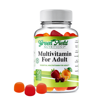 Greenfield Nutritions - Halal Multivitamins Gummy for Adult, Gelatin Free, Non-GMO and Gluten Free, Support Immunity, Bones, Brain, and Energy, 90 Gummies